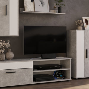 Vicco Parete attrezzata Cemento/Bianco set, 4 parti