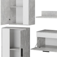 Vicco Parete attrezzata Cemento/Bianco set, 4 parti