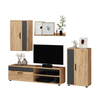 Vicco Parete attrezzata Quercia dorata/antracite set, 4 parti