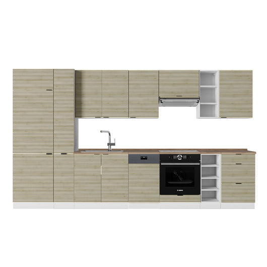 Vicco Cucina componibile Pannello di quercia/bianco 355 cm , PL Rovere
