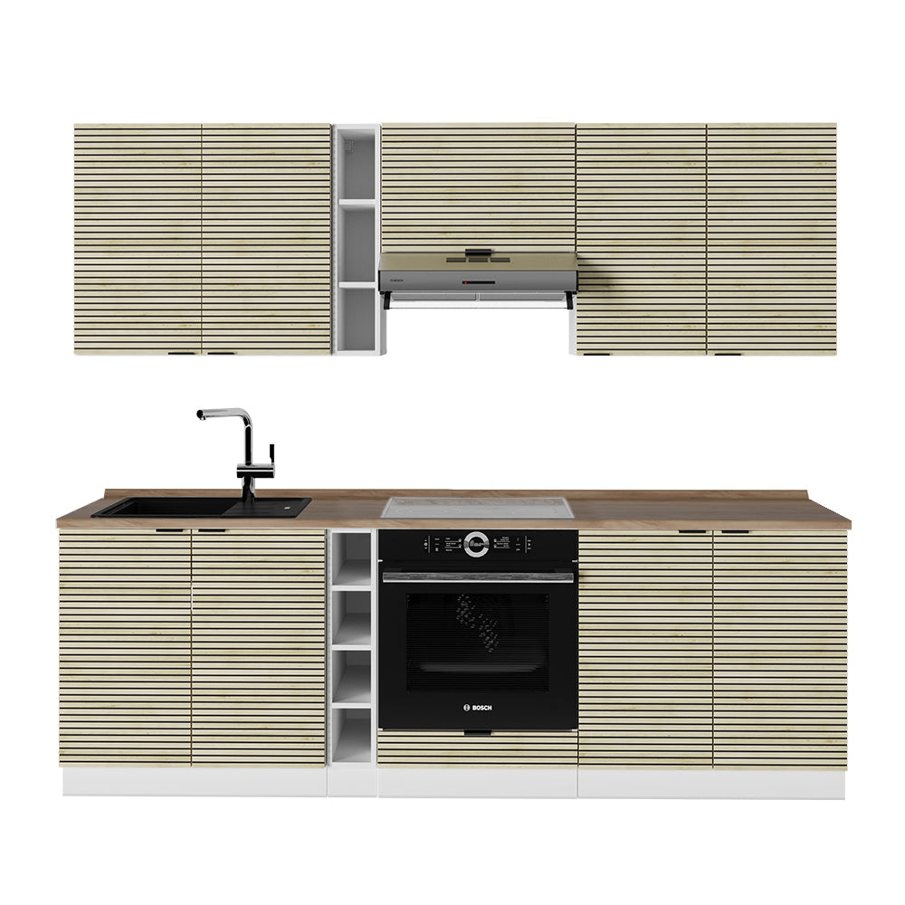 Vicco Cucina componibile Pannello di quercia/bianco 235 cm , PL Rovere