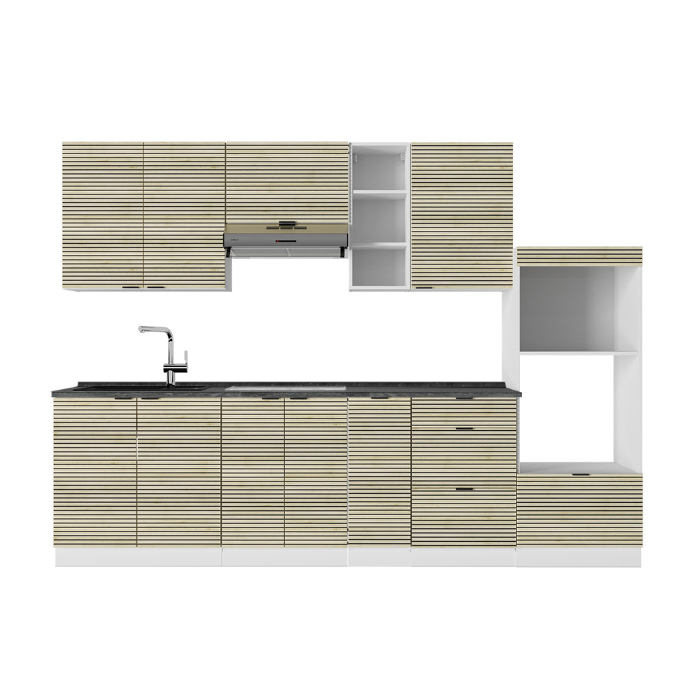 Vicco Cucina componibile Pannello di quercia/bianco 280 cm , PL Antracite