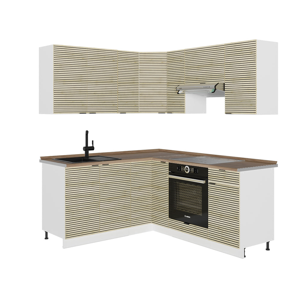 Vicco Cucina angolare completa Pannello di quercia/bianco 160 x 190 cm , PL Rovere