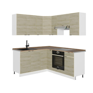 Vicco Cucina angolare completa Pannello di quercia/bianco 160 x 190 cm , PL Rovere