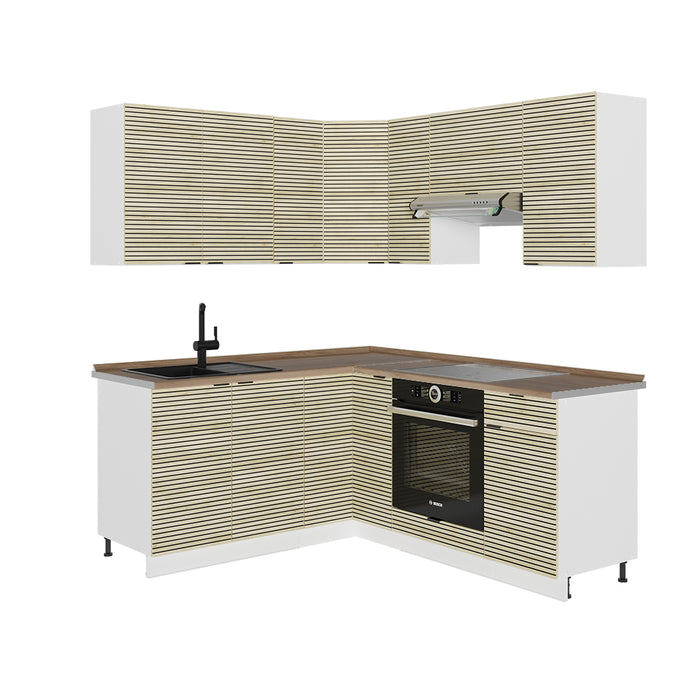 Vicco Cucina angolare completa Pannello di quercia/bianco 160 x 190 cm , PL Rovere