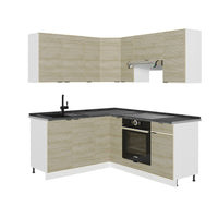 Vicco Cucina angolare completa Pannello di quercia/bianco 160 x 190 cm , PL Antracite