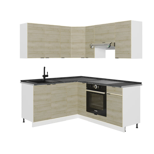 Vicco Cucina angolare completa Pannello di quercia/bianco 160 x 190 cm , PL Antracite