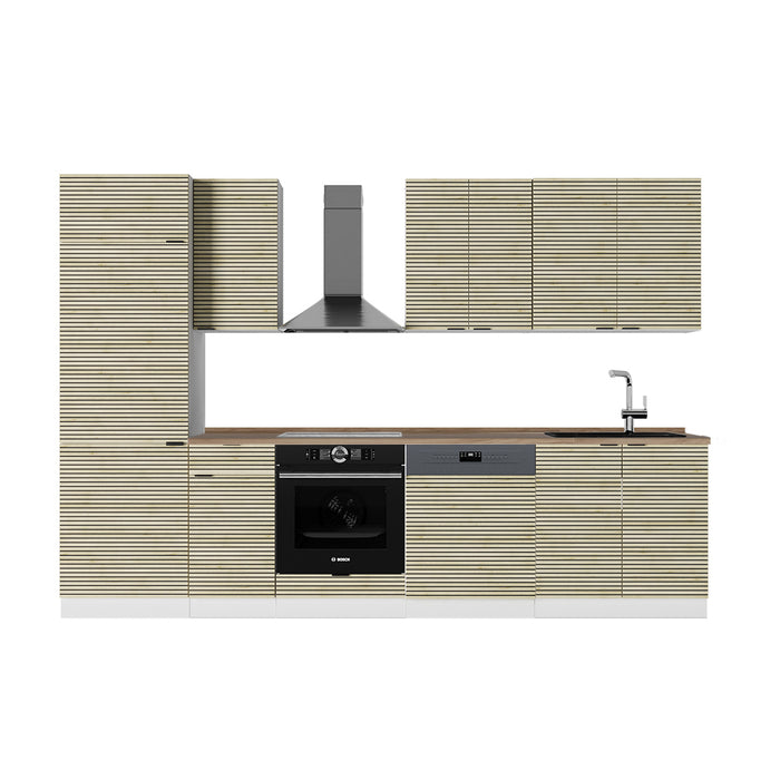 Vicco Cucina componibile Pannello di quercia/bianco 300 cm , PL Rovere