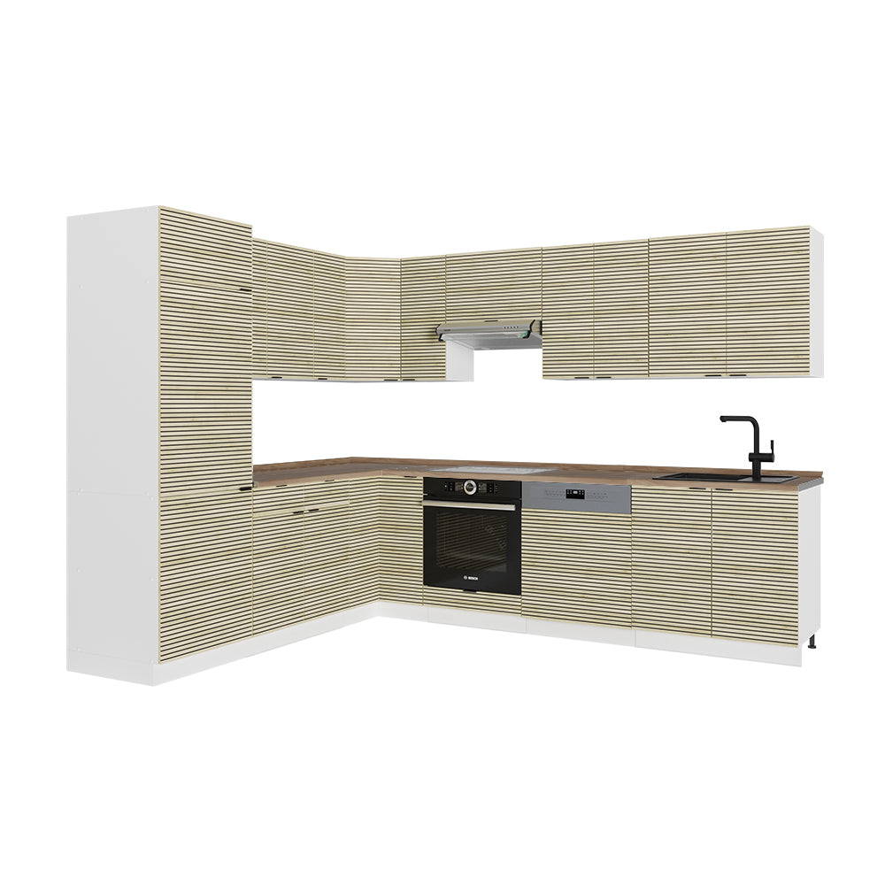 Vicco Cucina angolare completa Pannello di quercia/bianco 227 x 287 cm , PL Rovere