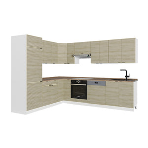 Vicco Cucina angolare completa Pannello di quercia/bianco 227 x 287 cm , PL Rovere