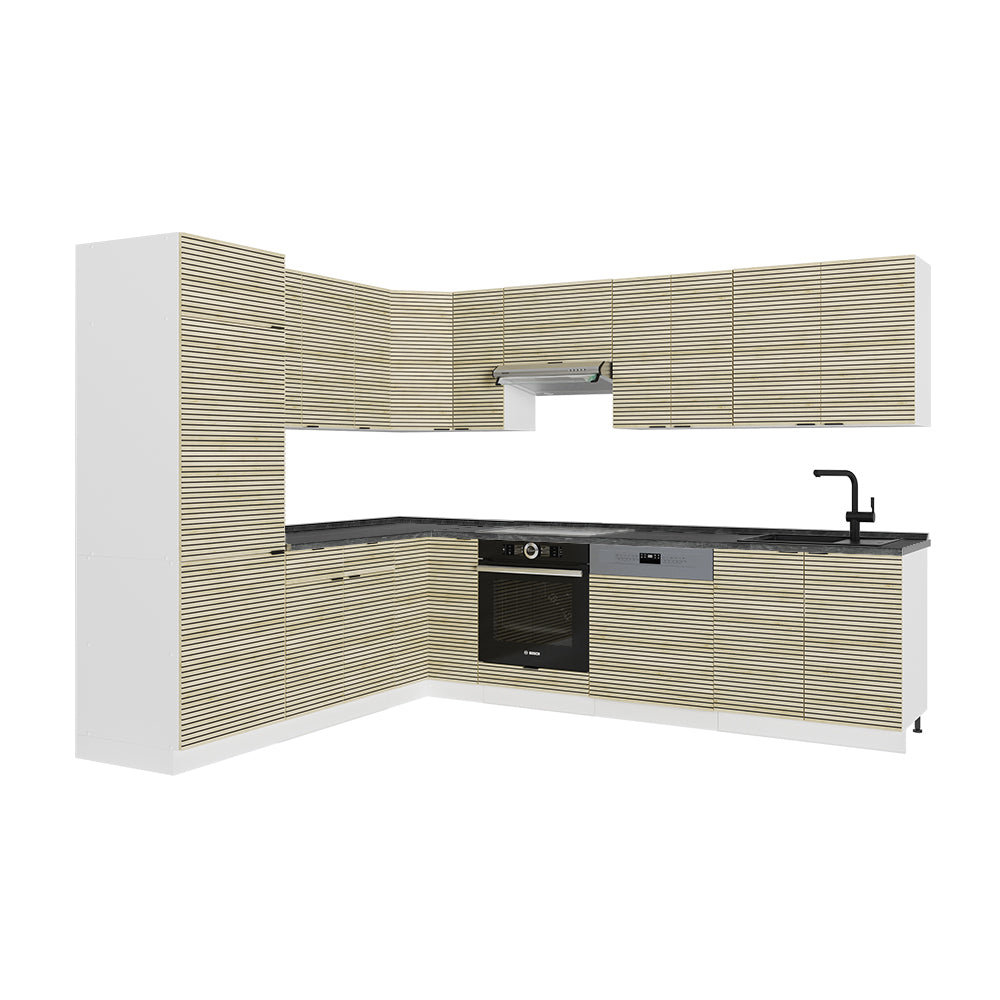 Vicco Cucina angolare completa Pannello di quercia/bianco 227 x 287 cm , PL Antracite