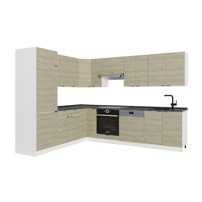 Vicco Cucina angolare completa Pannello di quercia/bianco 227 x 287 cm , PL Antracite