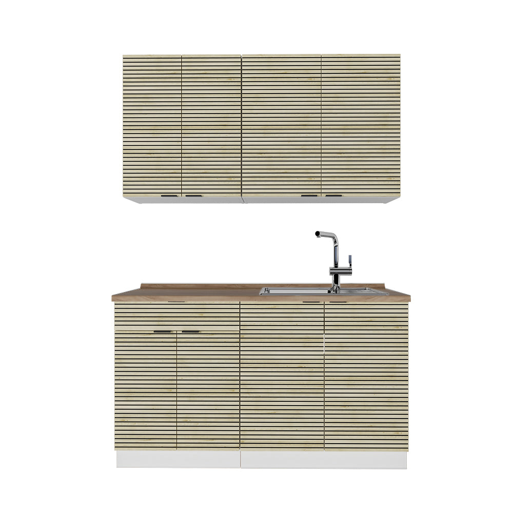 Vicco Cucina completa Pannello di quercia/bianco 140 cm , PL Rovere