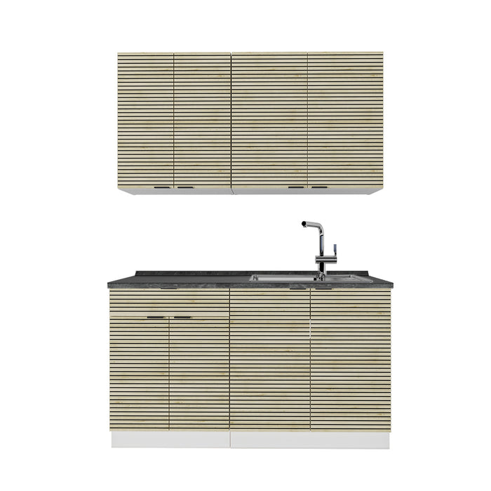 Vicco Cucina completa Pannello di quercia/bianco 140 cm , PL Antracite