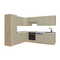 Vicco Cucina angolare completa Pannello in rovere/rovere goldkraft 227 x 60 cm senza piano di lavoro