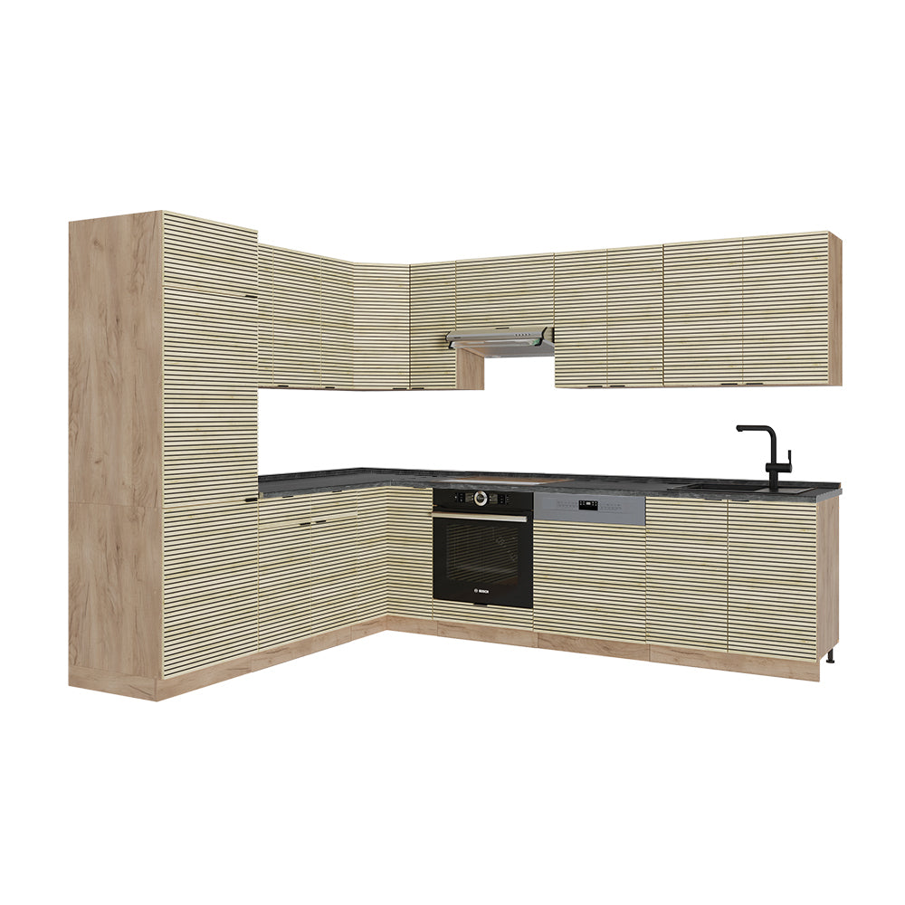 Vicco Cucina angolare completa Pannello in rovere/rovere goldkraft 227 x 287 cm , PL Antracite