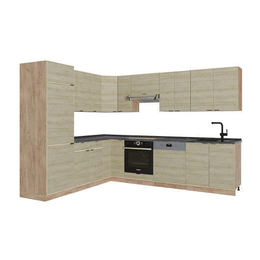 Vicco Cucina angolare completa Pannello in rovere/rovere goldkraft 227 x 287 cm , PL Antracite