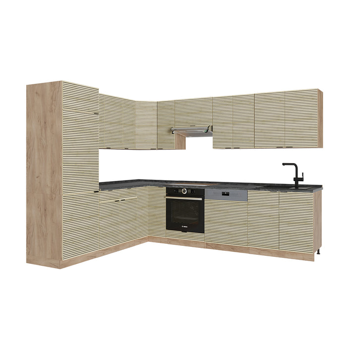 Vicco Cucina angolare completa Pannello in rovere/rovere goldkraft 227 x 287 cm , PL Antracite
