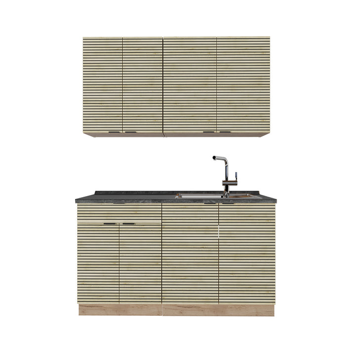 Vicco Cucina completa Pannello in rovere/rovere goldkraft 140 cm , PL Antracite