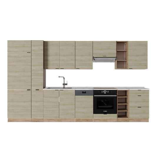 Vicco Cucina componibile Pannello in rovere/rovere goldkraft 355 cm senza piano di lavoro
