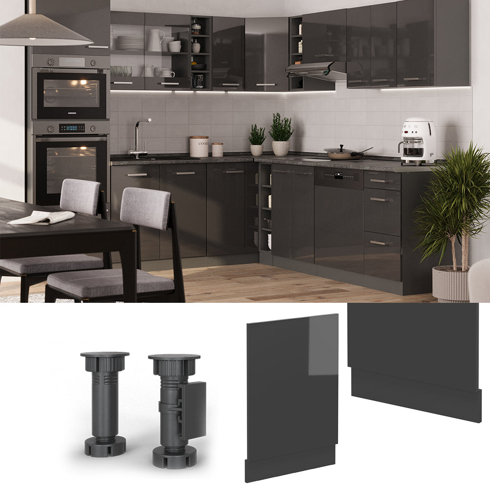 Vicco Pannello frontale per lavastoviglie Antracite lucido 45 cm , PL Rovere