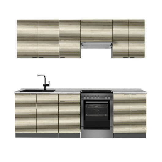 Vicco Cucina componibile Pannello in rovere/antracite 240 cm , PL Marmo