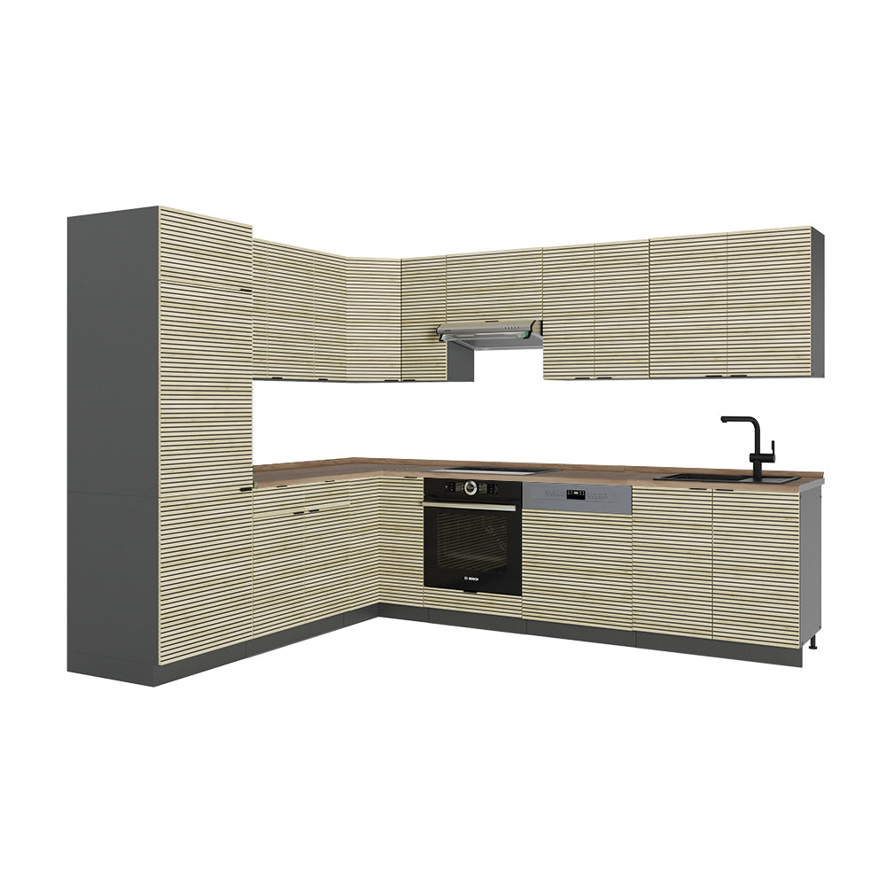 Vicco Cucina angolare completa Pannello in rovere/antracite 227 x 287 cm , PL Rovere