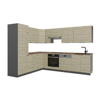 Vicco Cucina angolare completa Pannello in rovere/antracite 227 x 287 cm , PL Rovere