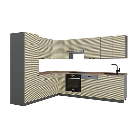 Vicco Cucina angolare completa Pannello in rovere/antracite 227 x 287 cm , PL Rovere