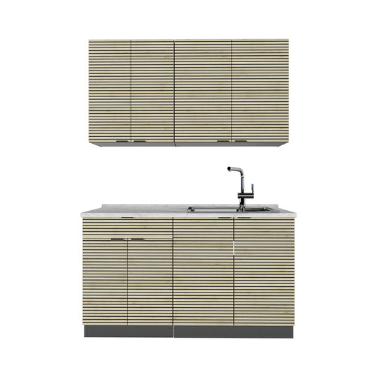 Vicco Cucina completa Pannello in rovere/antracite 140 cm , PL Marmo