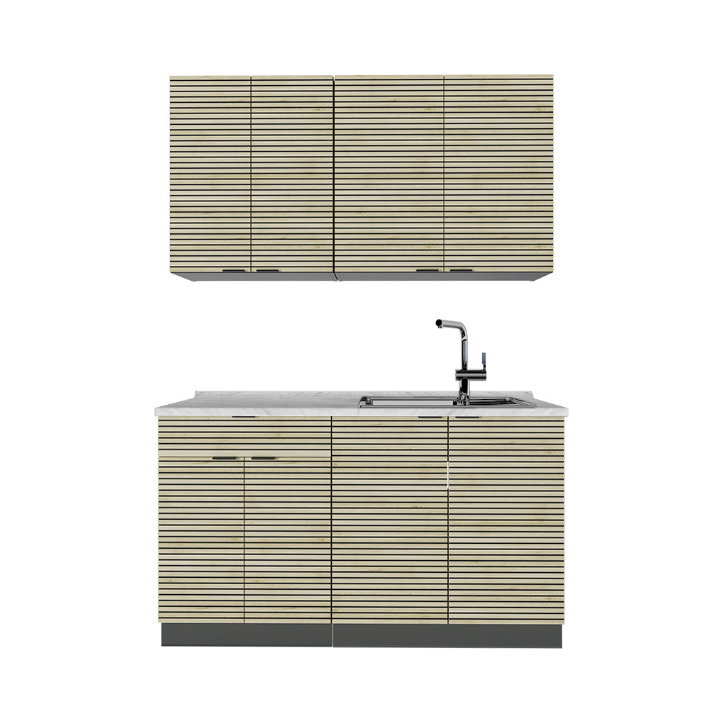 Vicco Cucina completa Pannello in rovere/antracite 140 cm senza piano di lavoro