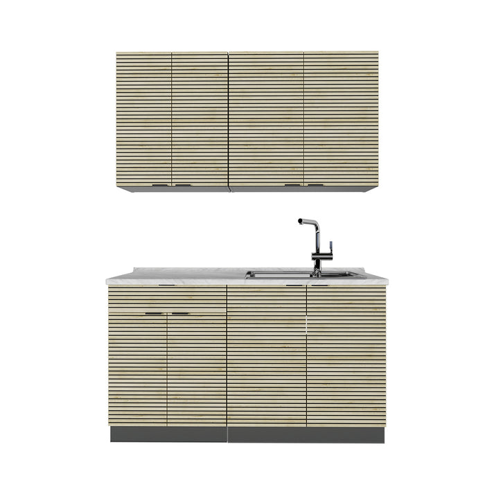 Vicco Cucina completa Pannello in rovere/antracite 140 cm senza piano di lavoro