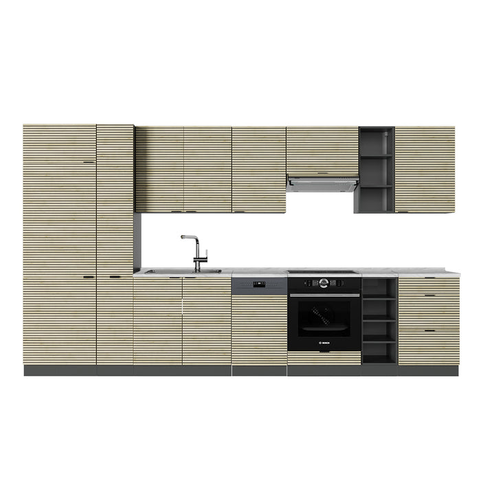Vicco Cucina componibile Pannello in rovere/antracite 355 cm , PL Marmo
