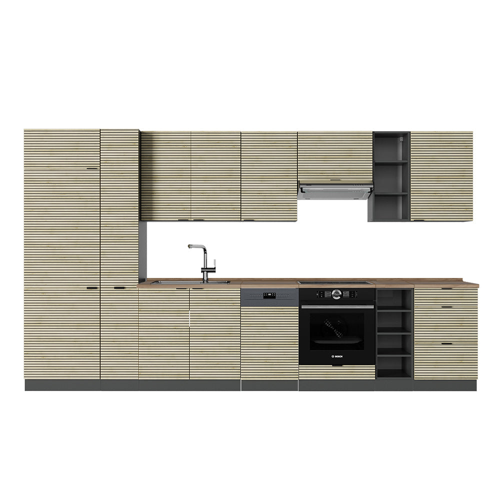 Vicco Cucina componibile Pannello in rovere/antracite 355 cm , PL Rovere