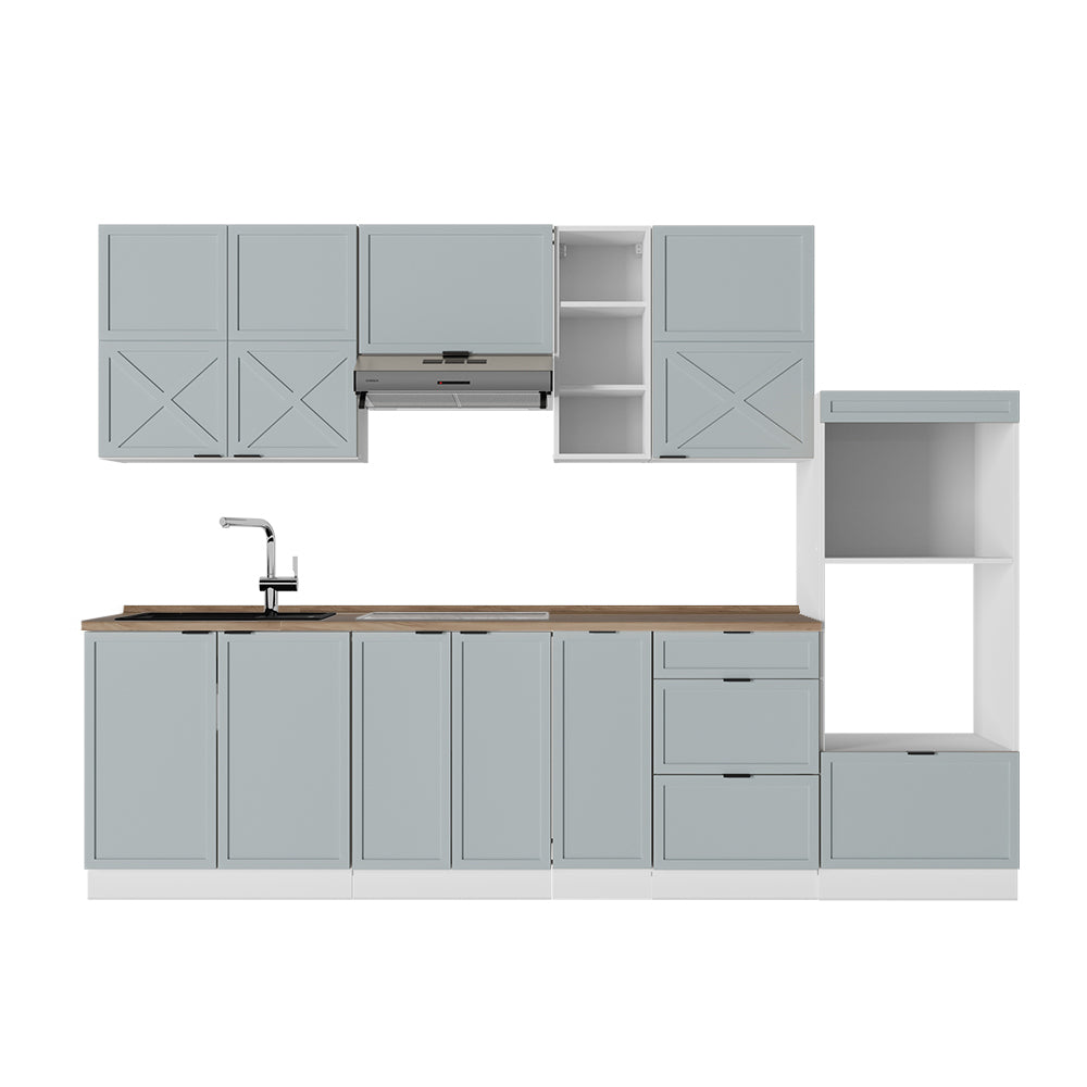 Vicco Cucina componibile Blu-grigio chiaro/bianco 280 cm , PL Rovere