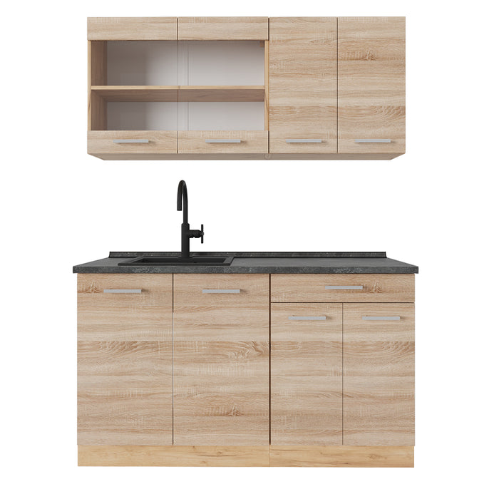 Vicco Cucina monoblocco Rovere Sonoma/Goldkraft 140 cm , PL Antracite