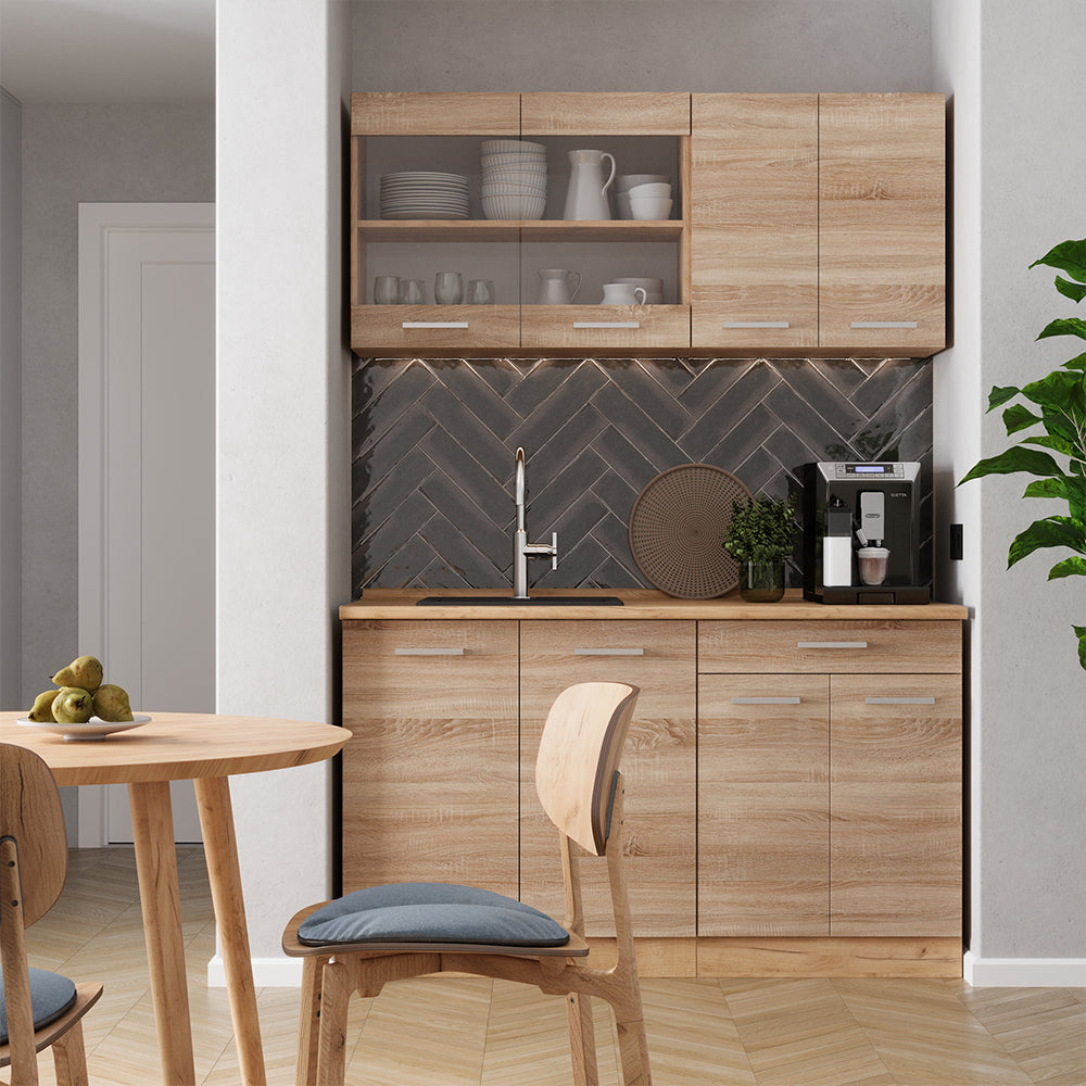 Vicco Cucina monoblocco Rovere Sonoma/Goldkraft 140 cm , PL Marmo