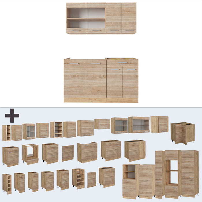Vicco Cucina completa Rovere Sonoma/Goldkraft 140 cm senza piano di lavoro