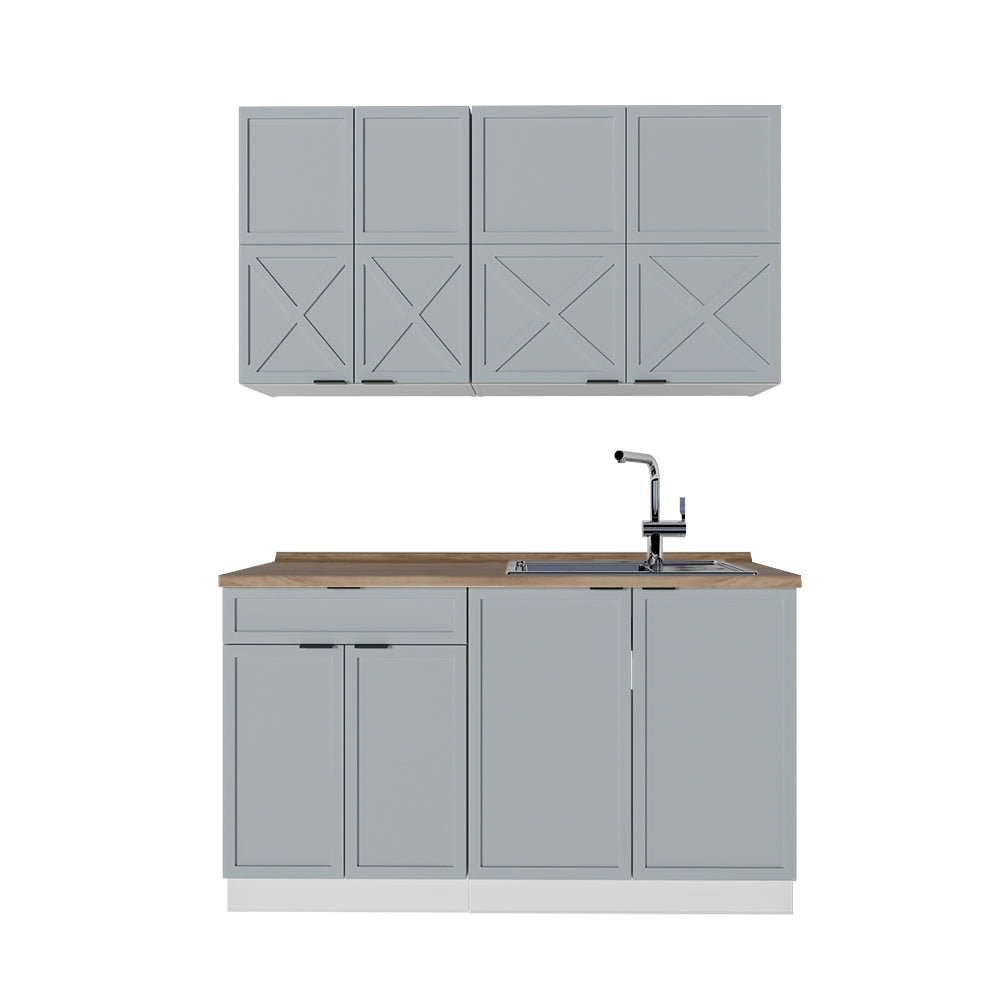 Vicco Cucina completa Blu-grigio chiaro/bianco 140 cm , PL Rovere