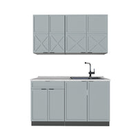 Vicco Cucina completa Azzurro-grigio/antracite 140 cm , PL Marmo