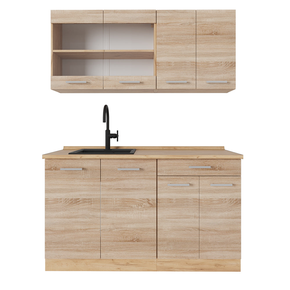 Vicco Cucina completa Rovere Sonoma/Goldkraft 140 cm senza piano di lavoro