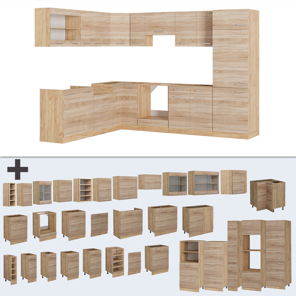 Vicco Cucina angolare completa Rovere Sonoma/Goldkraft 227 x 287 cm , PL Antracite