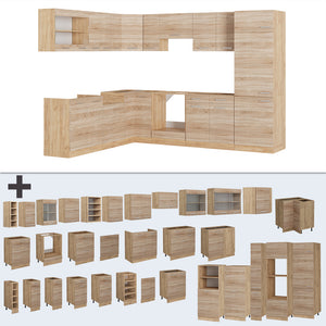 Vicco Cucina angolare completa Rovere Sonoma/Goldkraft 227 x 287 cm senza piano di lavoro