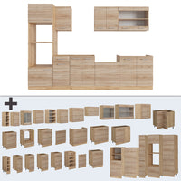 Vicco Cucina componibile Rovere Sonoma/Goldkraft 300 cm con armadio alto, senza piano di lavoro