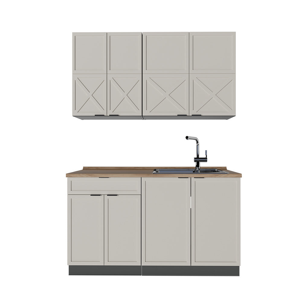 Vicco Cucina completa Grigio/beige/antracite 140 cm , PL Rovere