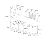 Vicco Cucina componibile Rovere Sonoma/Goldkraft 300 cm con armadio alto, senza piano di lavoro
