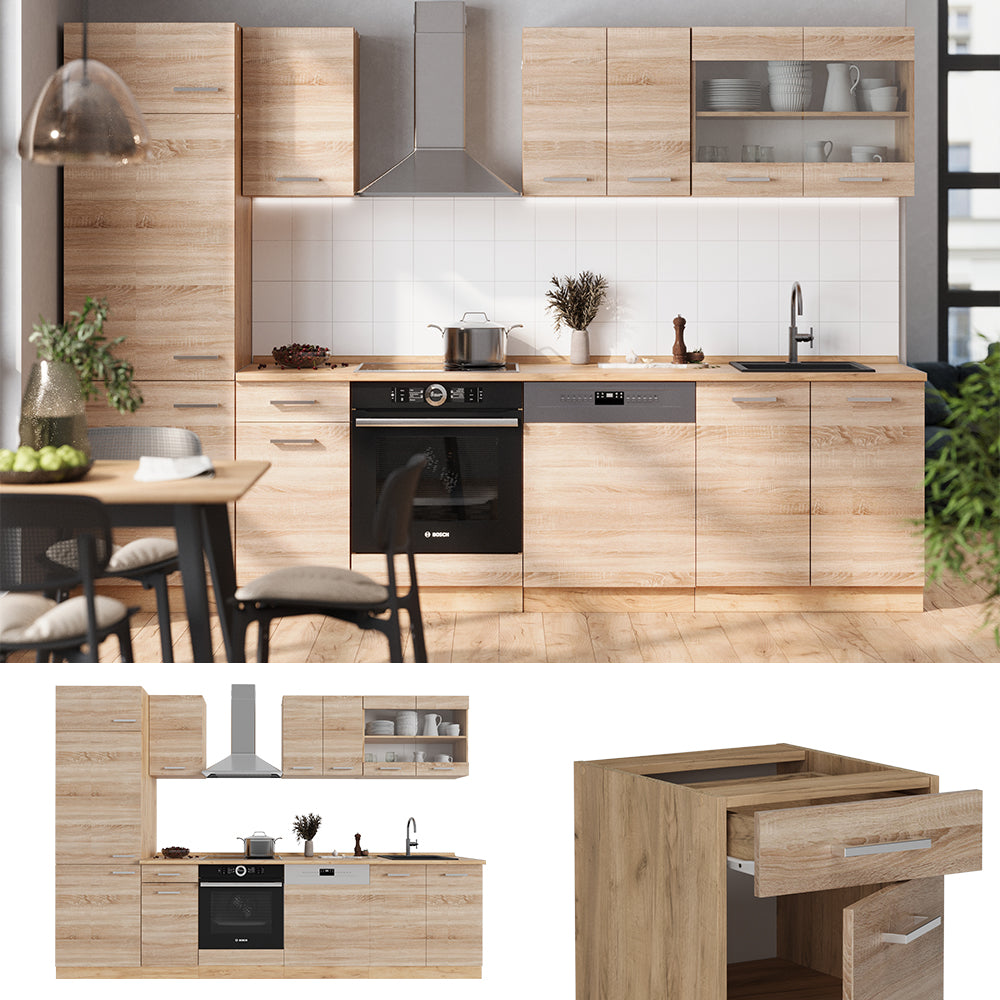 Vicco Cucina componibile Rovere Sonoma/Goldkraft 300 cm , PL Marmo