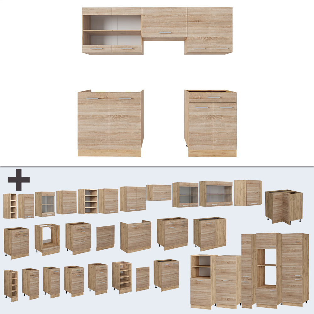Vicco Cucina componibile Rovere Sonoma/Goldkraft 200 cm senza piano di lavoro