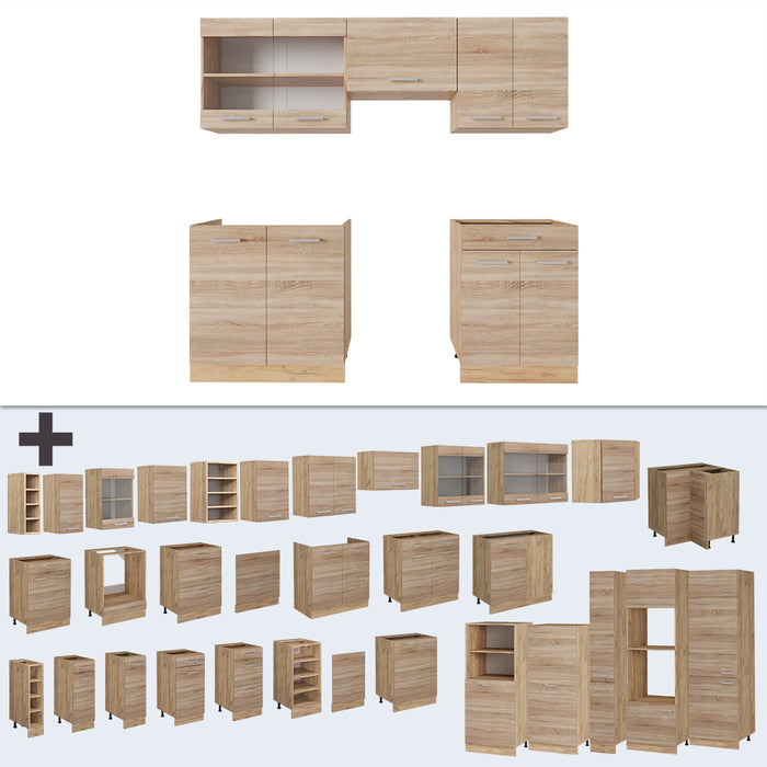 Vicco Cucina componibile Rovere Sonoma/Goldkraft 200 cm , PL Antracite