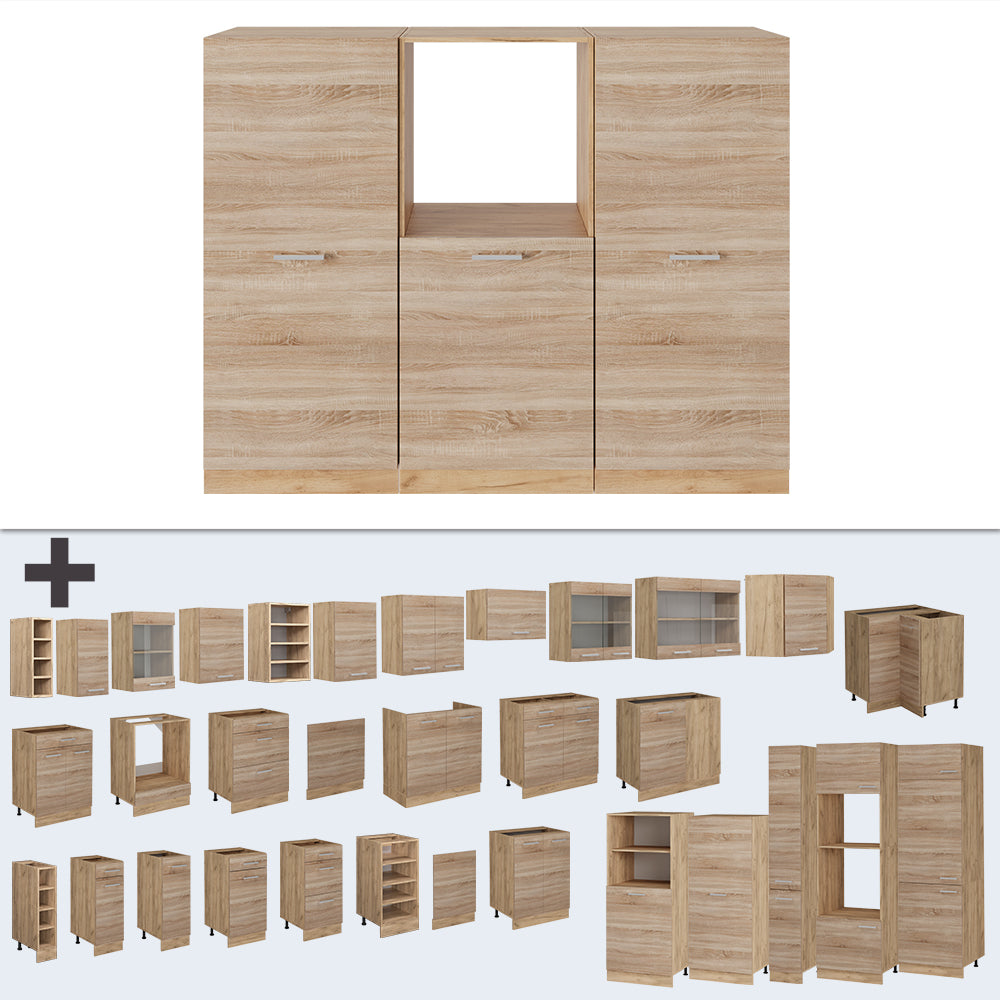 Vicco Cucine componibili piccole Rovere Sonoma/Goldkraft 180 cm senza piano di lavoro